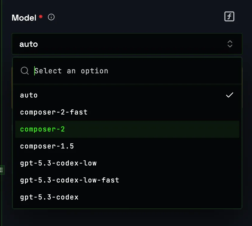LLM node — model selection