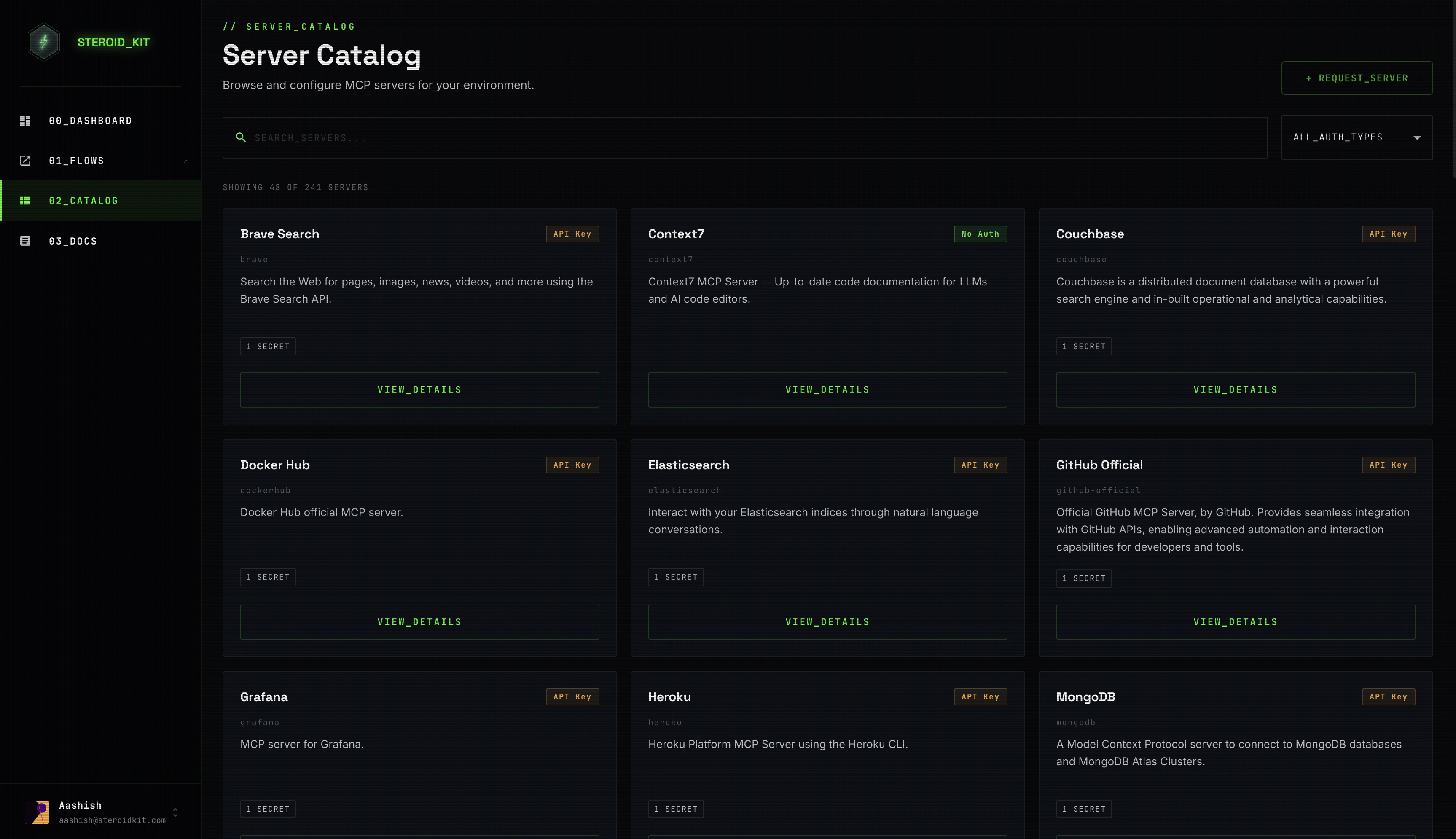 Server catalog — browse catalog